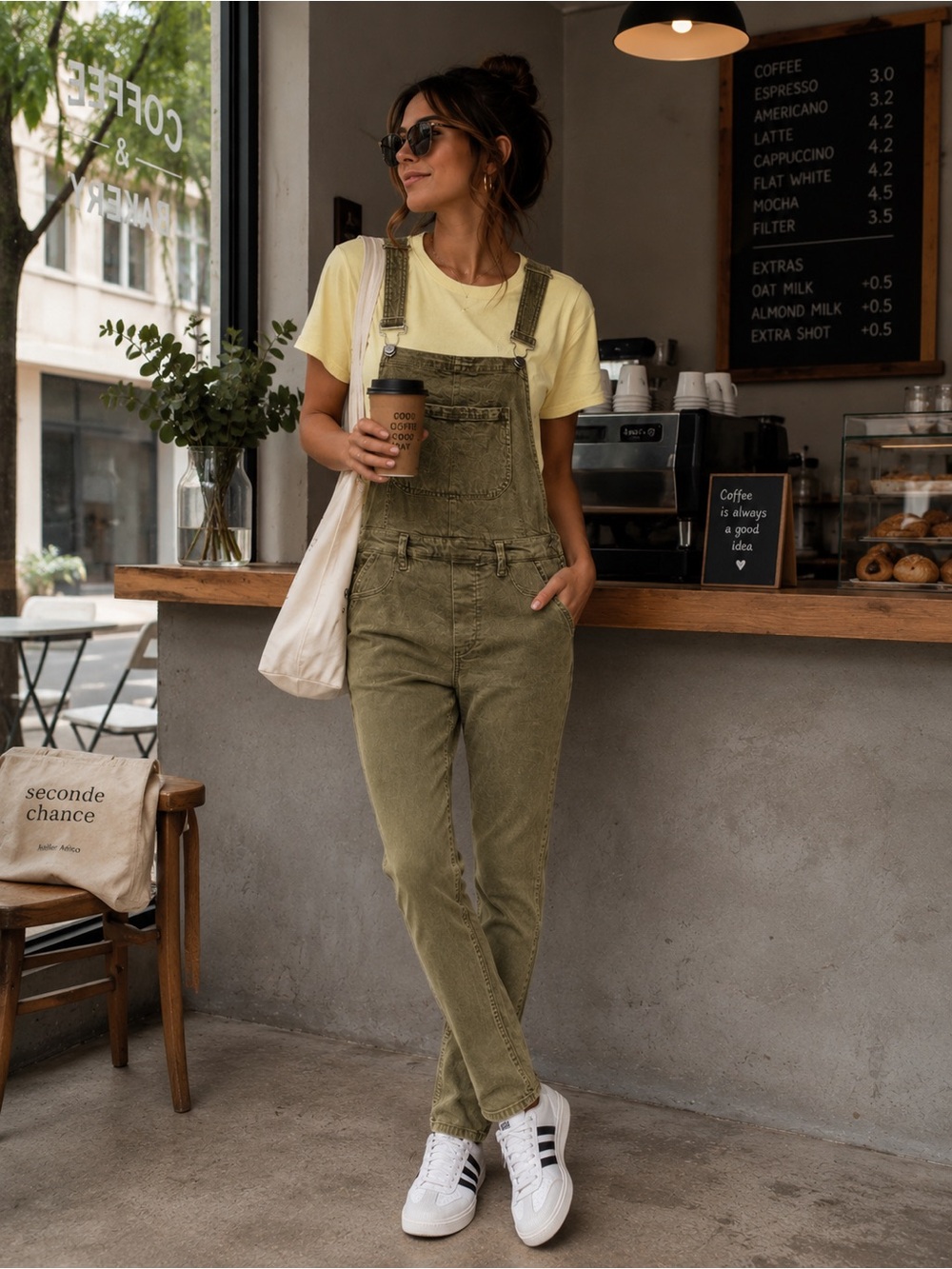 Blank NYC Olive Green Utility Overalls 29 Army Skinny Stretch Dungarees Designer